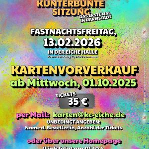 Eintrittskarte zur Kunterbunten Sitzung am 13.02.2026